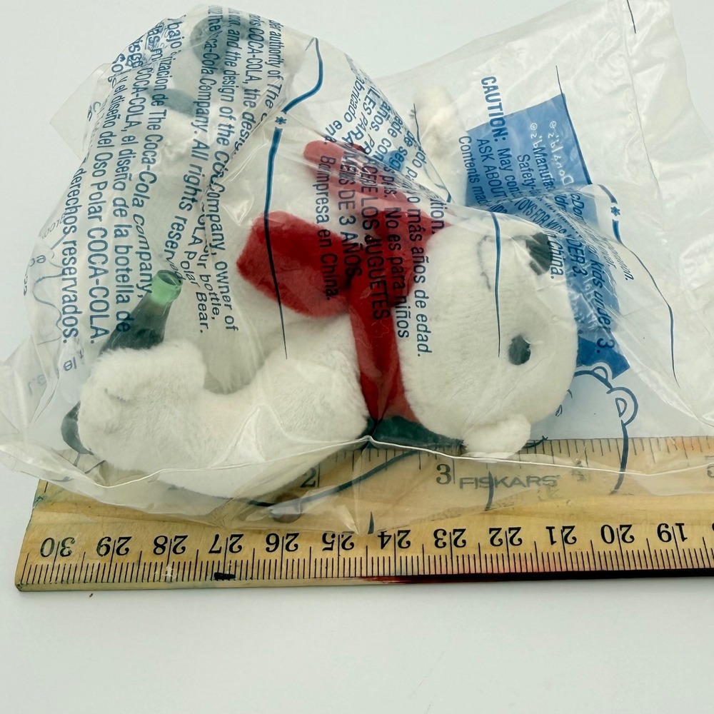 McDonalds Coca Cola Polar Bear Plush Toy Holiday Festive Red Scarf NIB 2000 Y2K - Picture 4 of 6